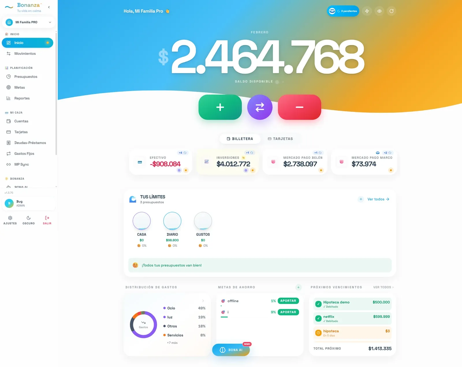 Captura de Bonanza App, app de finanzas personales